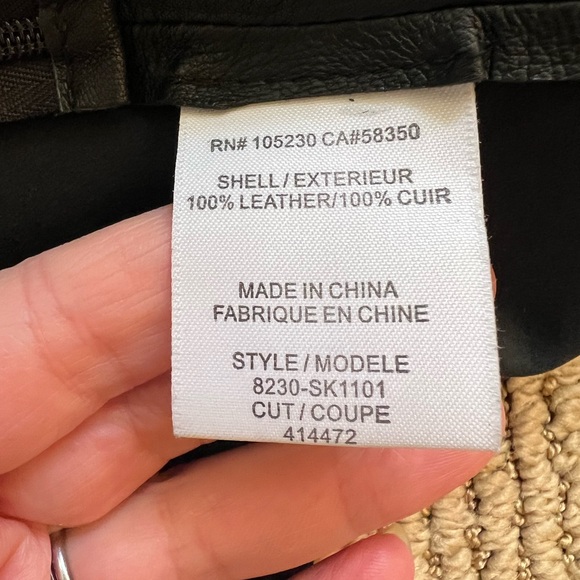 Joie Leather Skirt S Black A-Line Laser Cut Eyelet Hem Perforated Real Leather - Picture 6 of 8